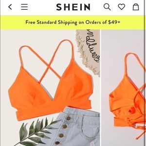 Brand new Orange Shein bathing suit top. Medium